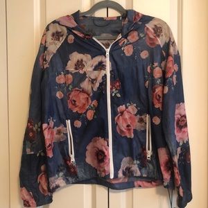 Lightweight Floral Zip-up Windbreaker
